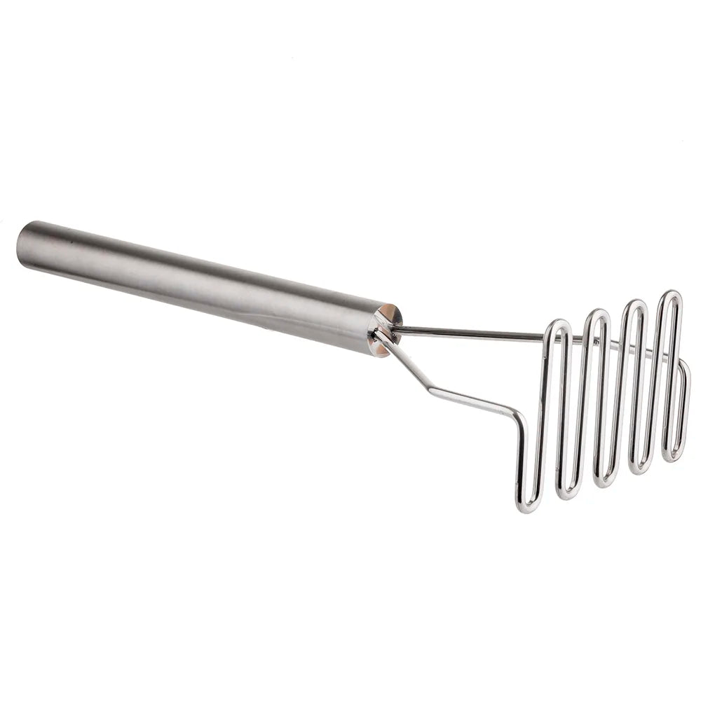 Tablecraft 18 inch Stainless Steel Square-Faced Potato/Bean Masher  Mash potatoes and beans with ease using the Tablecraft 18 inch stainless steel square-faced potato / bean masher-7418
