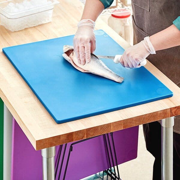 Update International CBBL-1824 Blue 18inch x 24 inch Cutting Board  The material guarantees maximum sanitation, resisting cut-grooving, which could potentially absorb juice, bacteria, or odor, without compromising your blade's sharpness  -CBBL-1824 Hannah's Variety Store