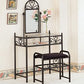 2-Piece Metal Vanity Set With Glass Top Black 2432 COASMEGA