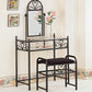2-Piece Metal Vanity Set With Glass Top Black 2432 COASMEGA