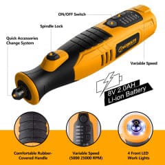 WORKSITE 8V Rotary Tool 110 Pieces Accessories Set Mini Grinder Cutter Diamond Jewelry Wood Cordless Rotary Tool Kit.- CRT324-110 Worksite Hand Tools