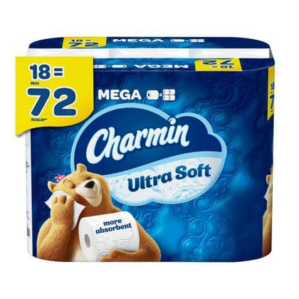Charmin Ultra Soft Toilet Paper 18 Rolls / 244 Sheets More convenient, more value, and all in this all in a longer-lasting roll, so you can change the roll less often-438680