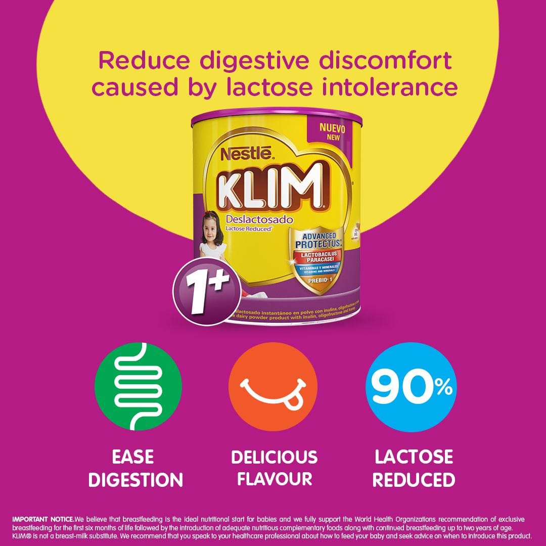 Nestle Klim Growing Up Milk 1 Plus 1600G - KLIM® 1+ Growing Up which provides them with vitamins, minerals, and prebiotics.  - 7501059276024 Pie's Variety Store