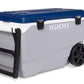 Igloo Maxcold Roller Cooler 90 Qt, with folding handle wheels in ash gray and blue, easy to transport - 450603 ebuystt