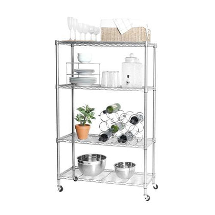 Seville Classics 4 Tier Steel Storage Shelving storage shelving is made of commercial-grade steel construction. Silver powder-coat finish provides necessary corrosion resistance in dry environments-432826