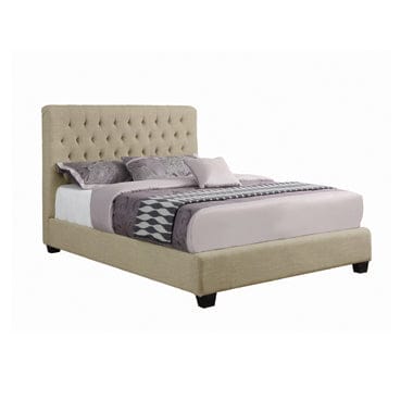 Chloe Tufted Upholstered Queen Bed Oatmeal - 300007Q