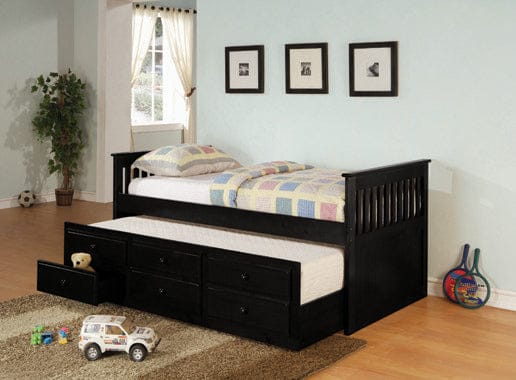 Twin Captain’s Daybed With Storage Trundle Black - 300104 A-Z Store Nadia