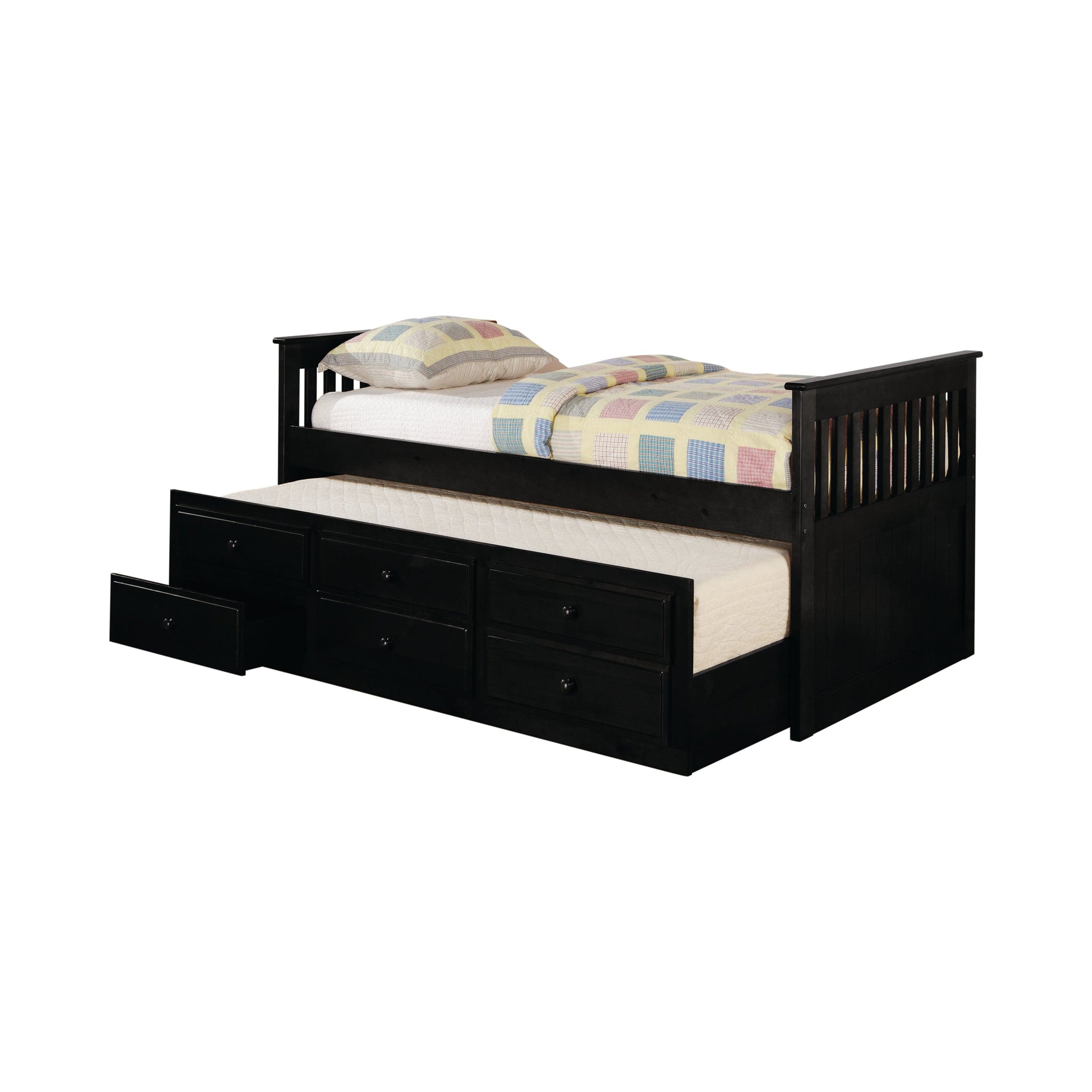 Twin Captain’s Daybed With Storage Trundle Black - 300104