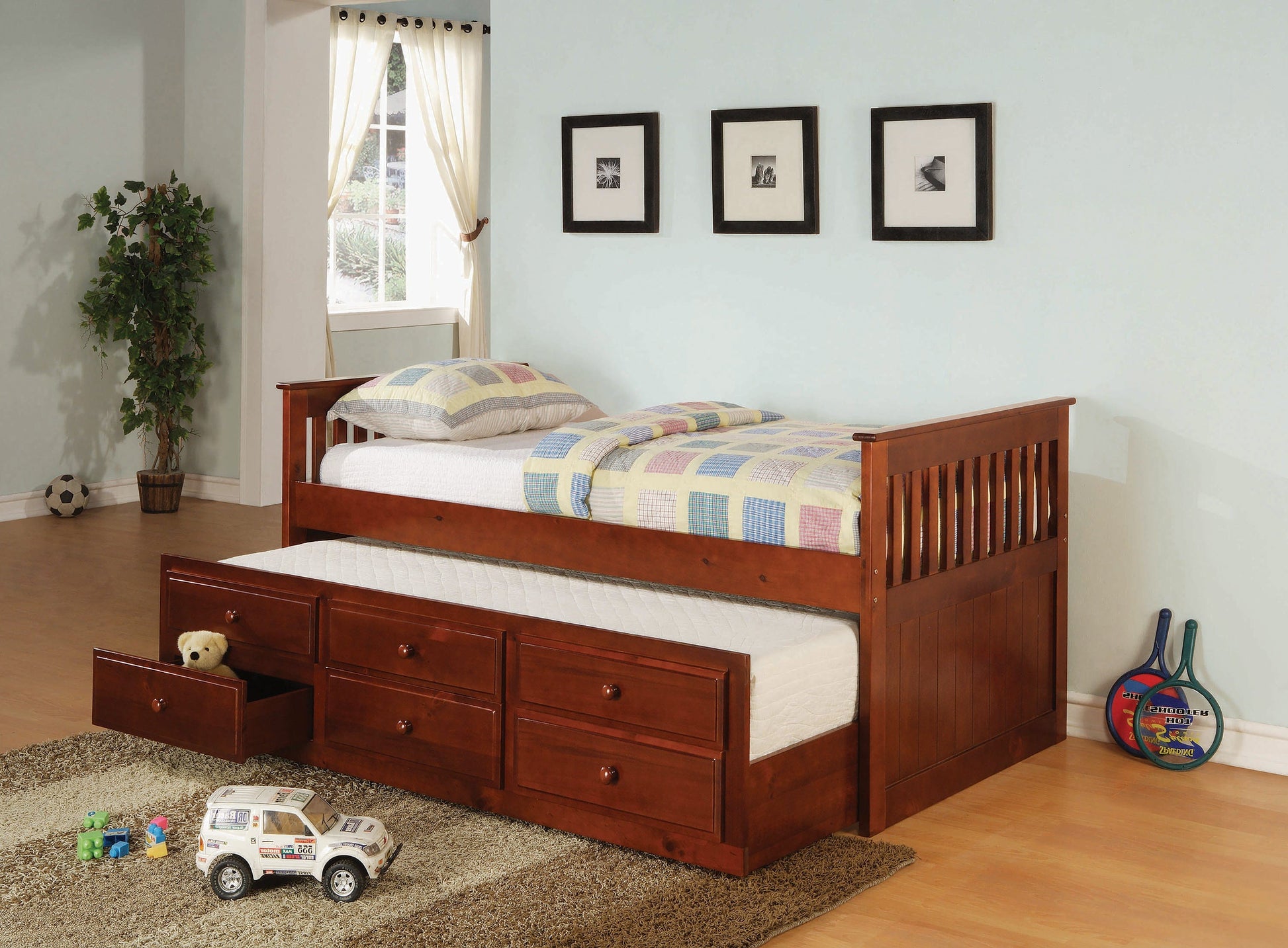 Twin Captain’s Daybed With Storage Trundle Cherry - 300105 A-Z Store Nadia