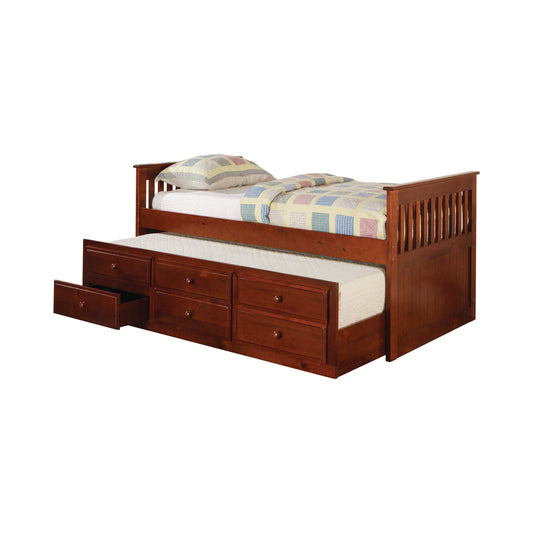 Twin Captain’s Daybed With Storage Trundle Cherry - 300105 A-Z Store Nadia