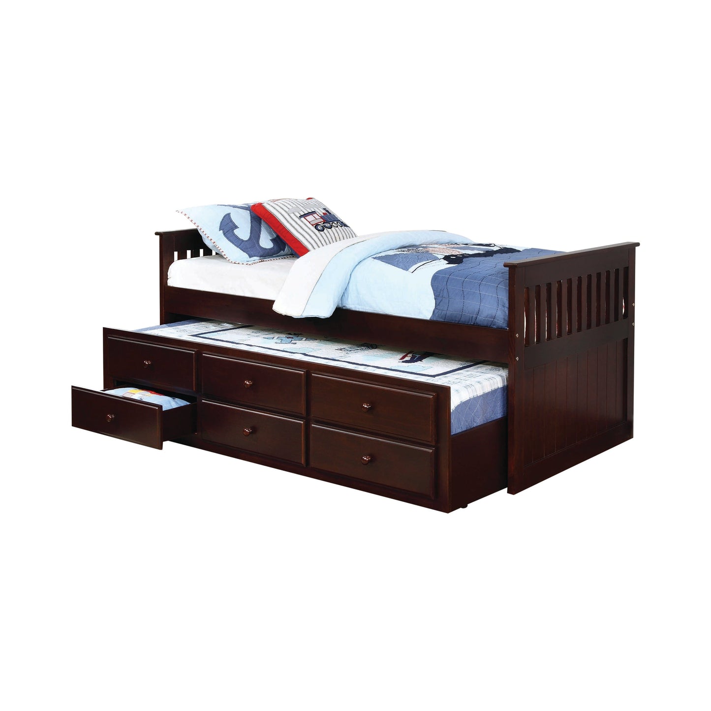 Twin Captain’s Daybed With Storage Trundle Cappuccino - 300106 A-Z Store Nadia