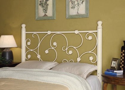 Full/Queen Headboard With Floral Pattern White - 300185QF