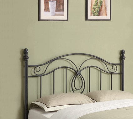 Full/Queen Scroll Metal Headboard Dark Grey - 300197Q A-Z Store Nadia