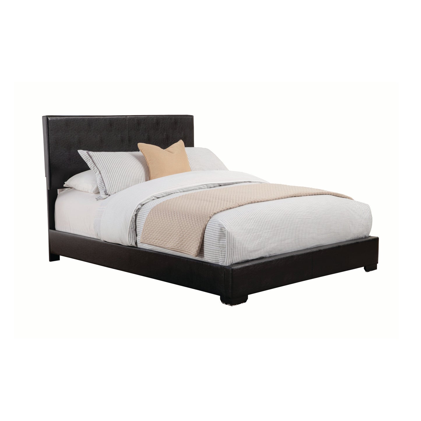 Conner California King Upholstered Panel Bed Black - 300260KW A-Z Store Nadia