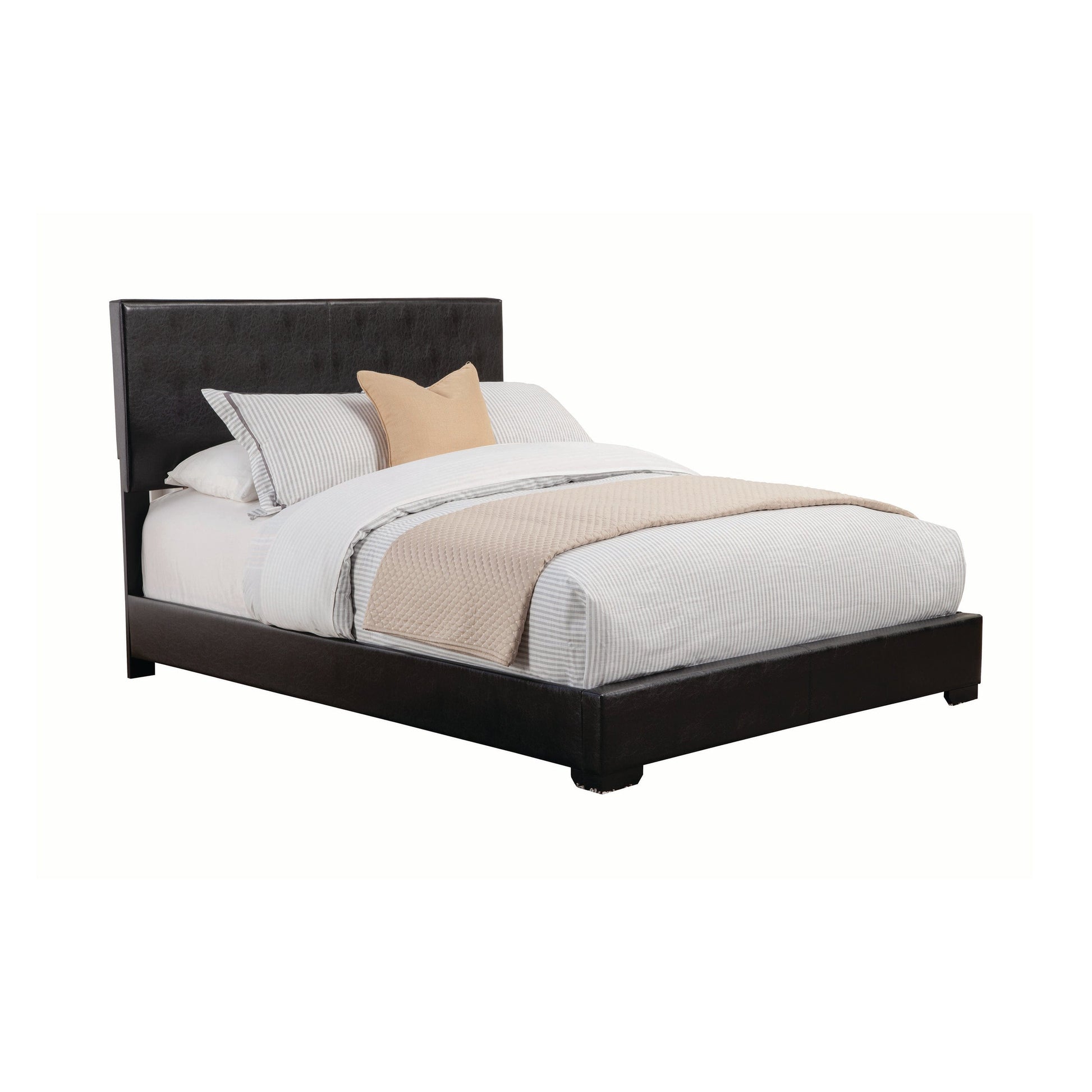 Conner California King Upholstered Panel Bed Black - 300260KW A-Z Store Nadia