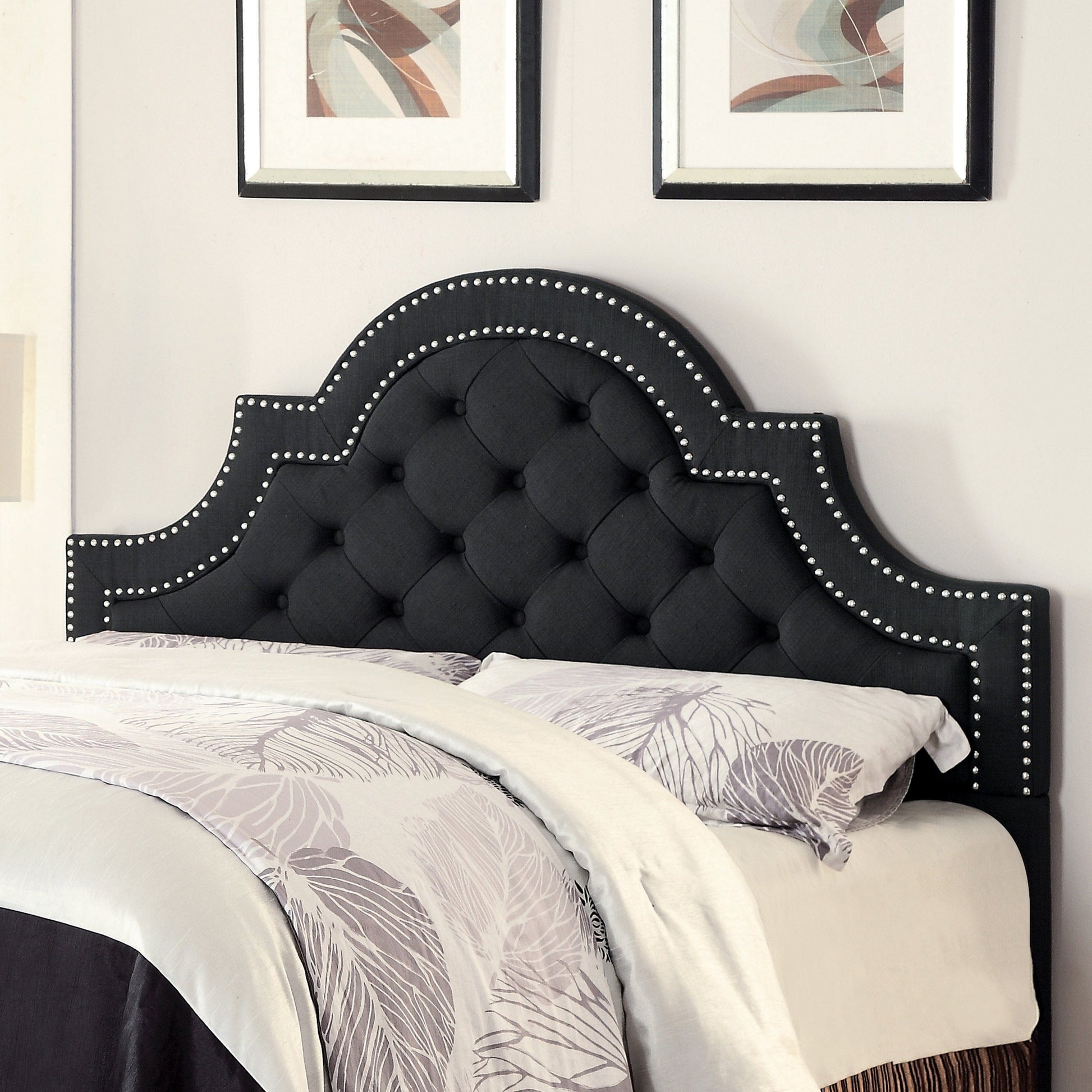 Ojai Queen And Full Tufted Upholstered Headboard Charcoal - 300443QF A-Z Store Nadia
