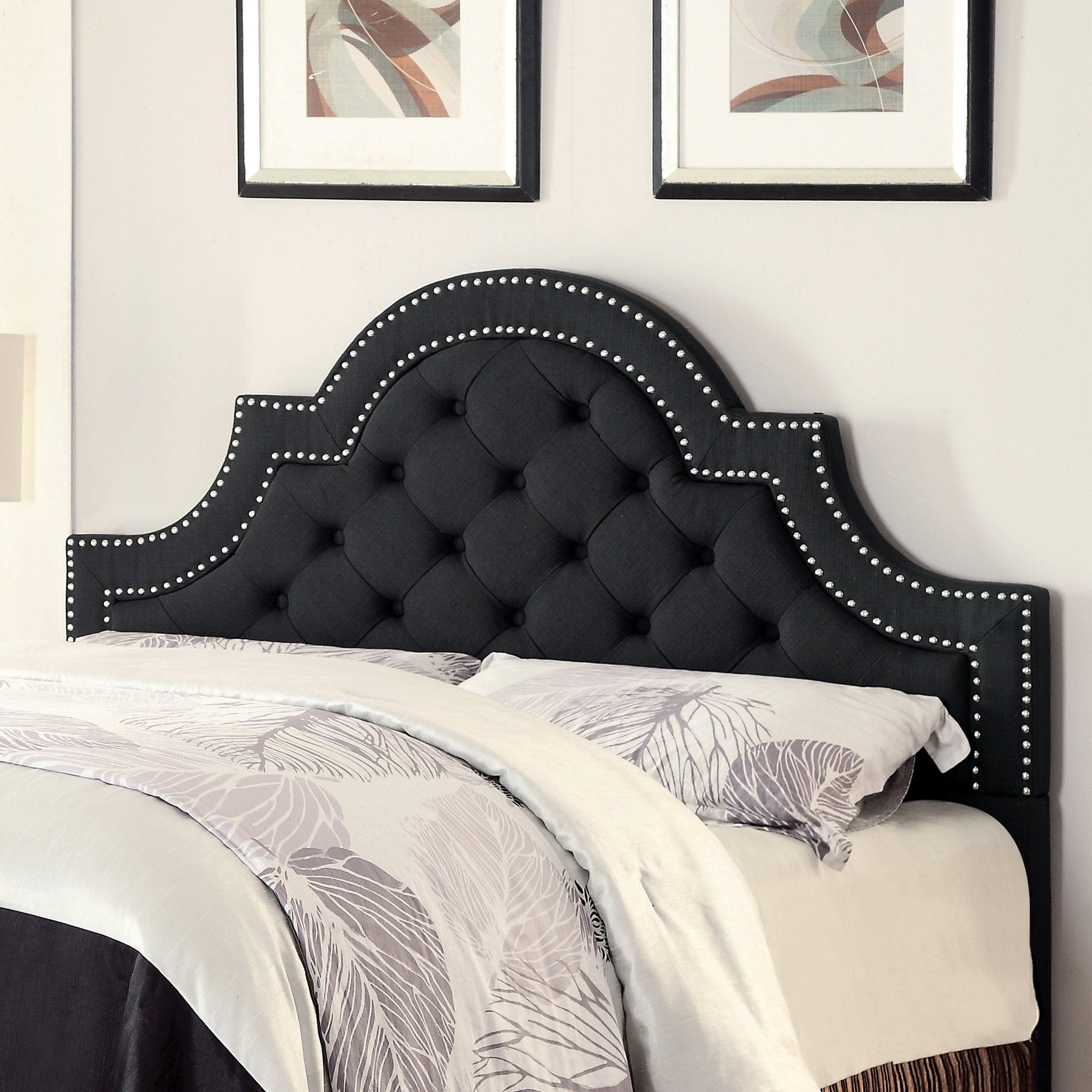 Ojai Queen And Full Tufted Upholstered Headboard Charcoal - 300443QF
