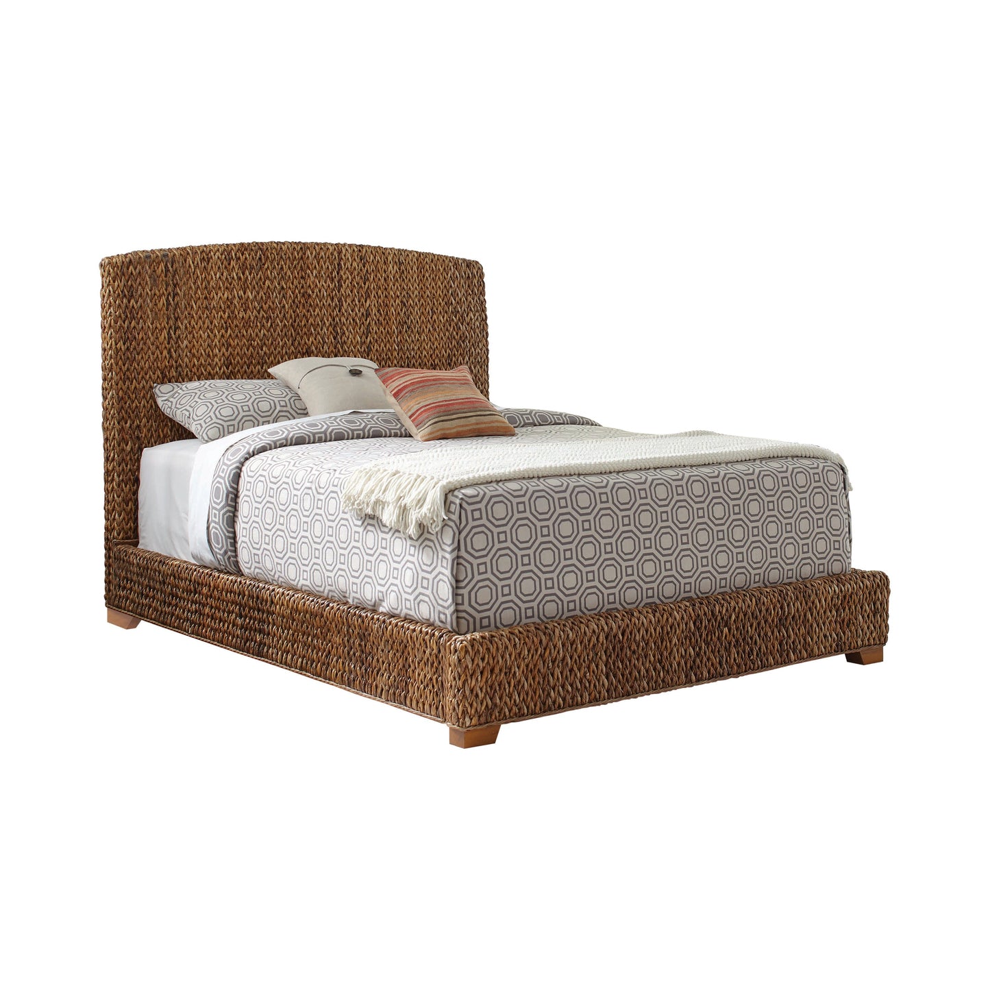 Laughton California King Hand-Woven Banana Leaf Bed Amber - 300501KW A-Z Store Nadia