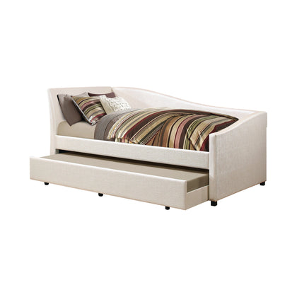Upholstered Twin Daybed With Trundle Ivory - 300509