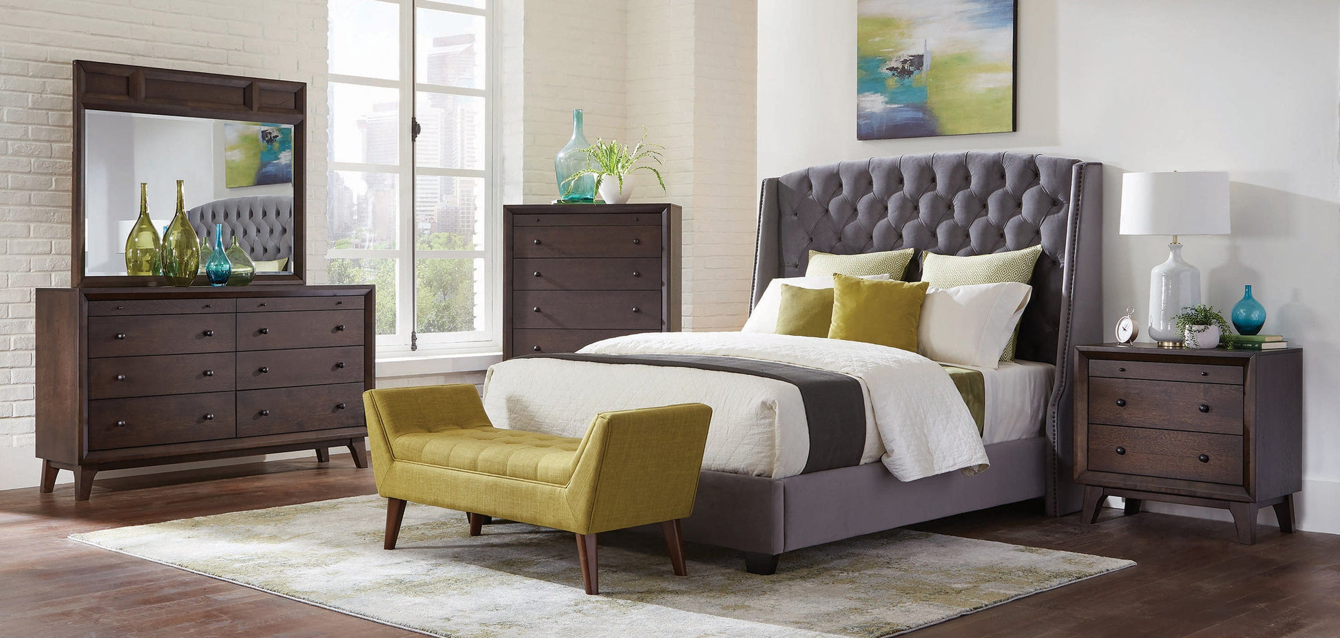 Pissarro Eastern King Tufted Upholstered Bed Grey - 300515KE A-Z Store Nadia