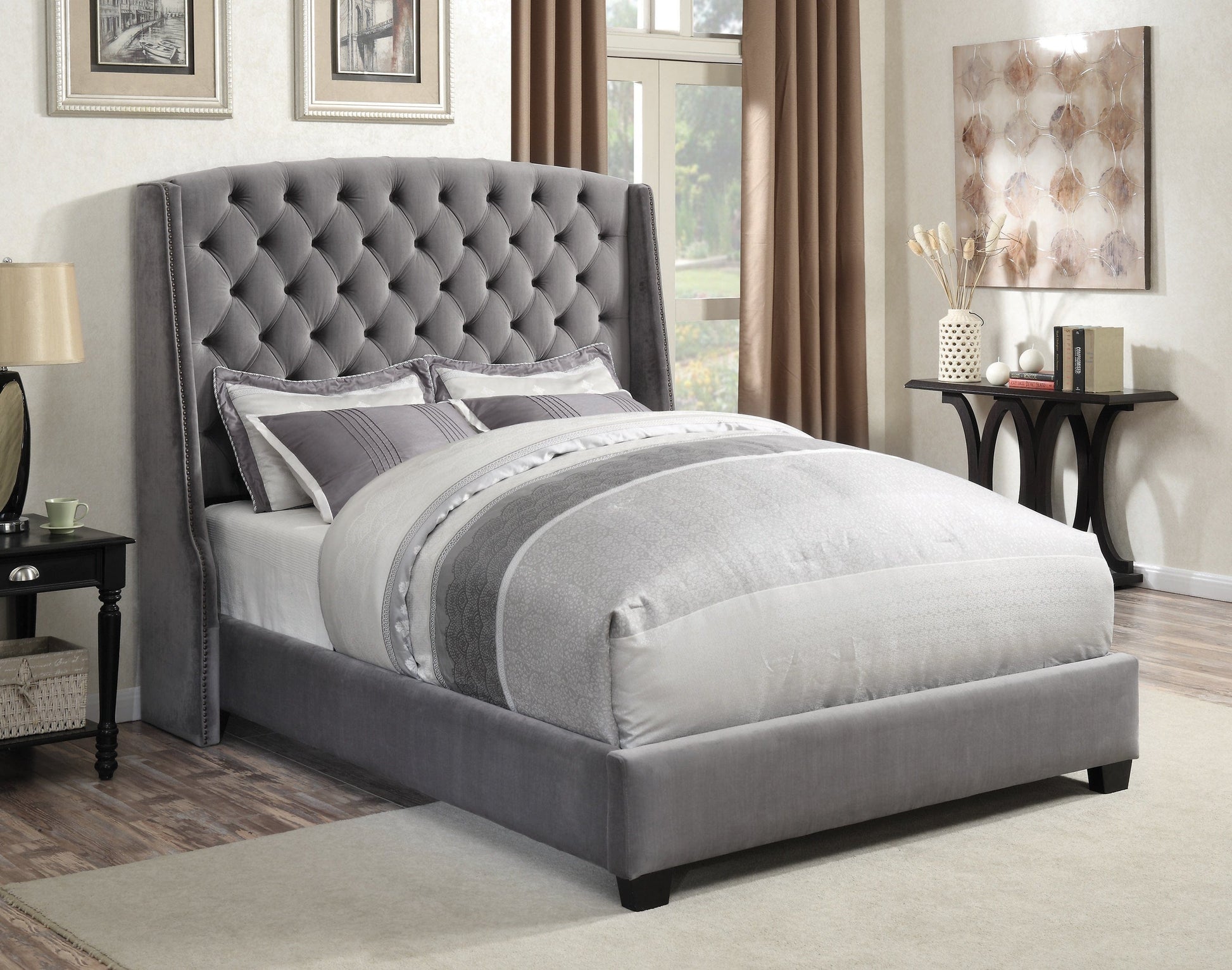 Pissarro Full Tufted Upholstered Bed Grey - 300515F A-Z Store Nadia