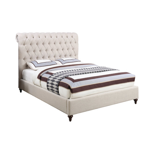 Devon Button Tufted Upholstered Queen Bed Beige - 300525Q A-Z Store Nadia