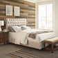 Devon Button Tufted Upholstered California King Bed Beige - 300525KW A-Z Store Nadia