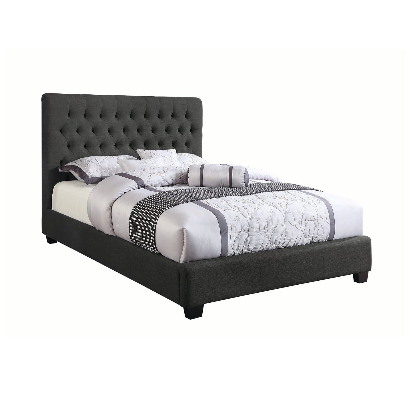 Chloe Tufted Upholstered Queen Bed Charcoal - 300529Q A-Z Store Nadia
