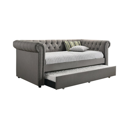 Kepner Tufted Upholstered Daybed Grey With Trundle - 300549