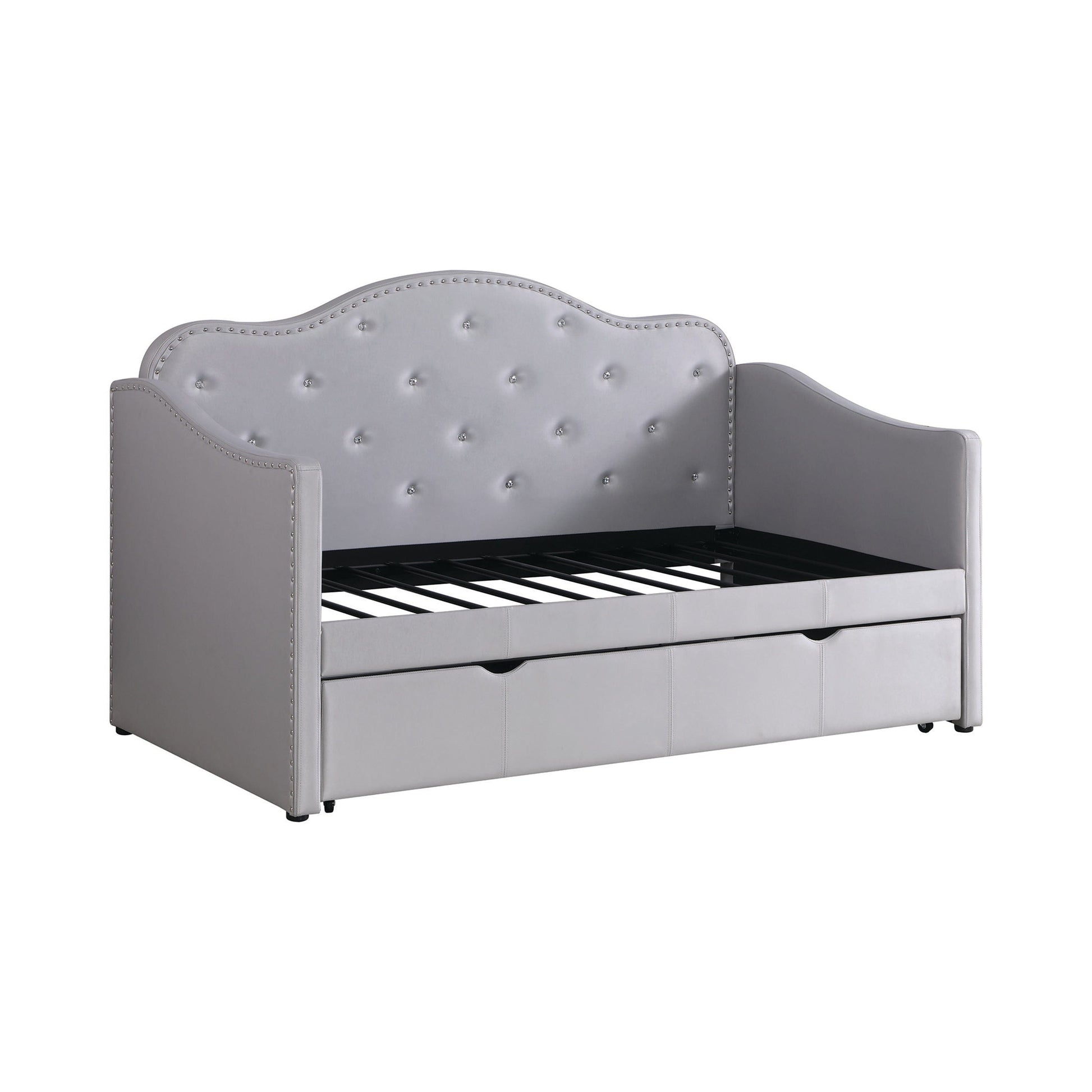 Upholstered Twin Daybed With Trundle Pearlescent Grey - 300629 A-Z Store Nadia