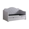 Upholstered Twin Daybed With Trundle Pearlescent Grey - 300629