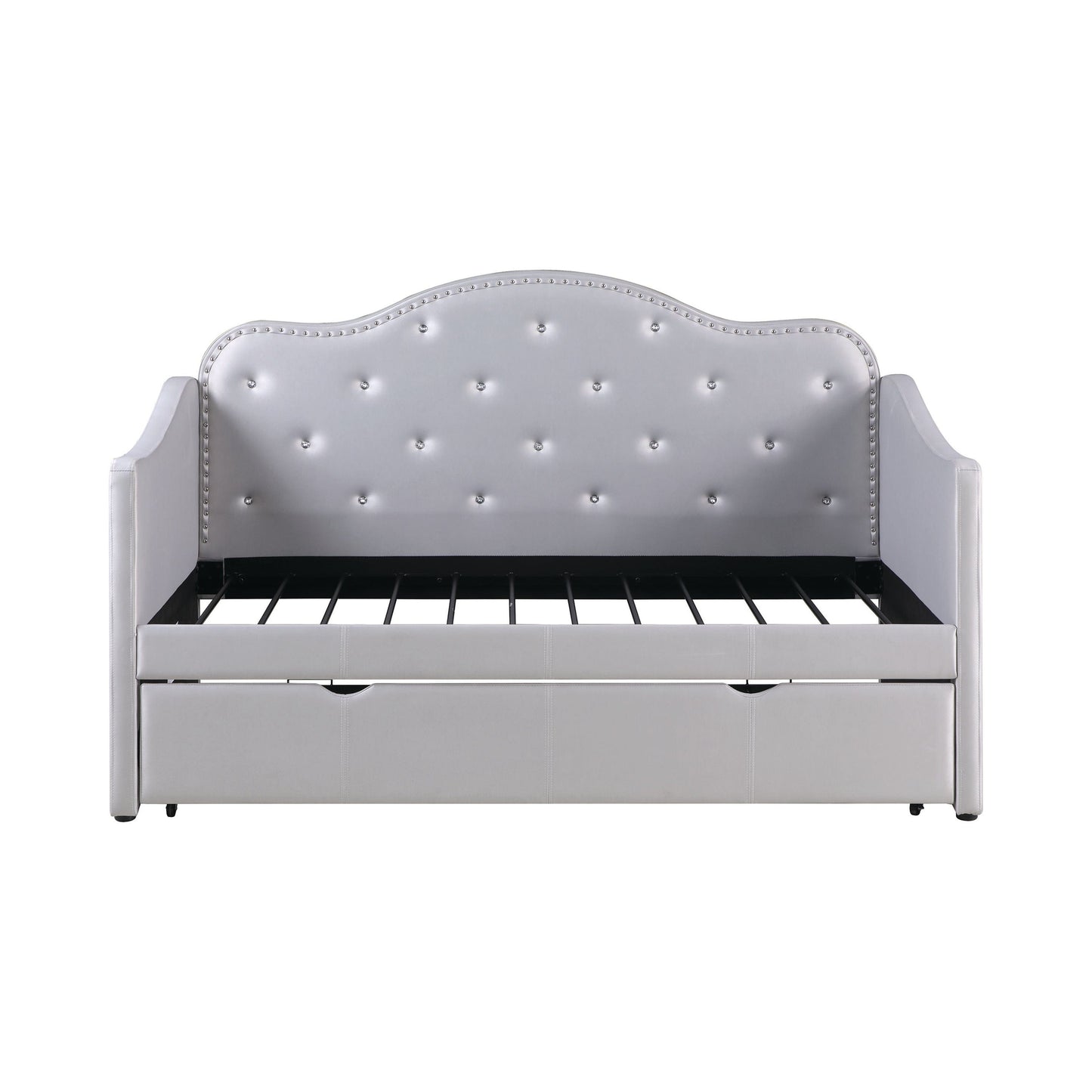 Upholstered Twin Daybed With Trundle Pearlescent Grey - 300629 A-Z Store Nadia