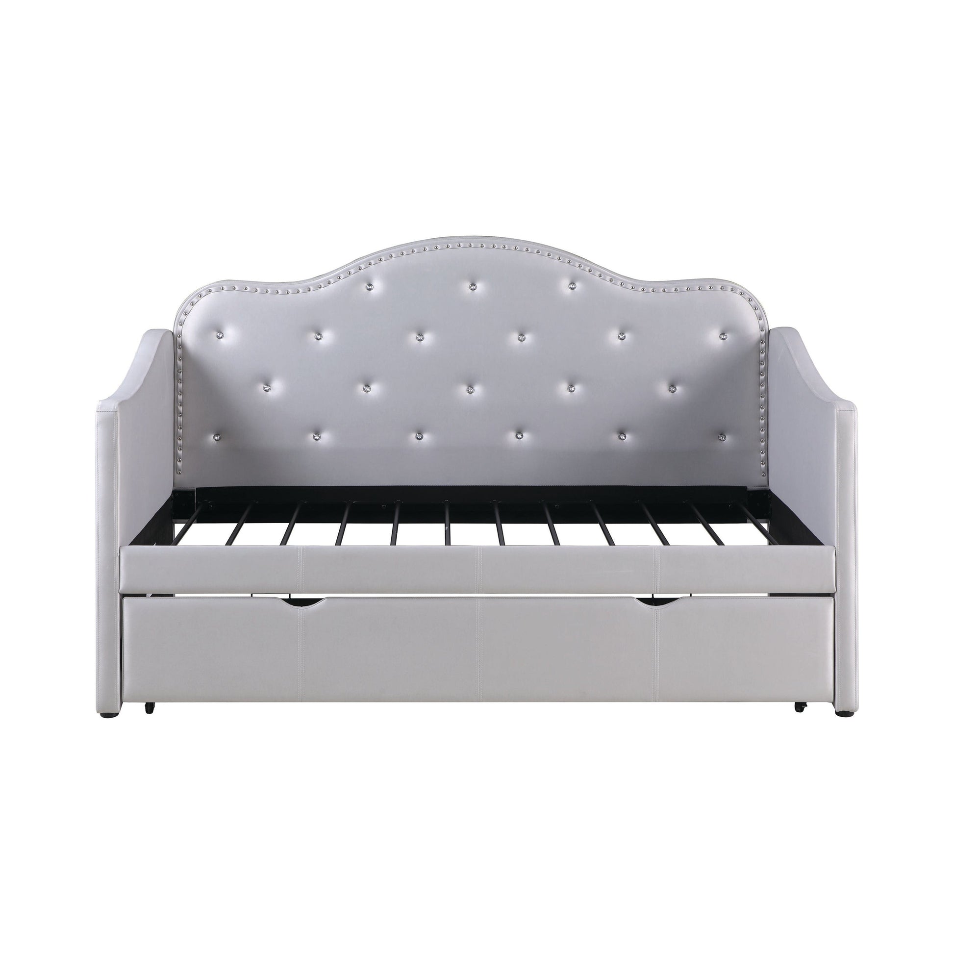 Upholstered Twin Daybed With Trundle Pearlescent Grey - 300629 A-Z Store Nadia