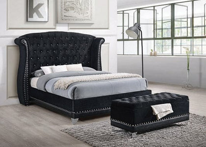 Barzini Eastern King Tufted Upholstered Bed Black - 300643KE