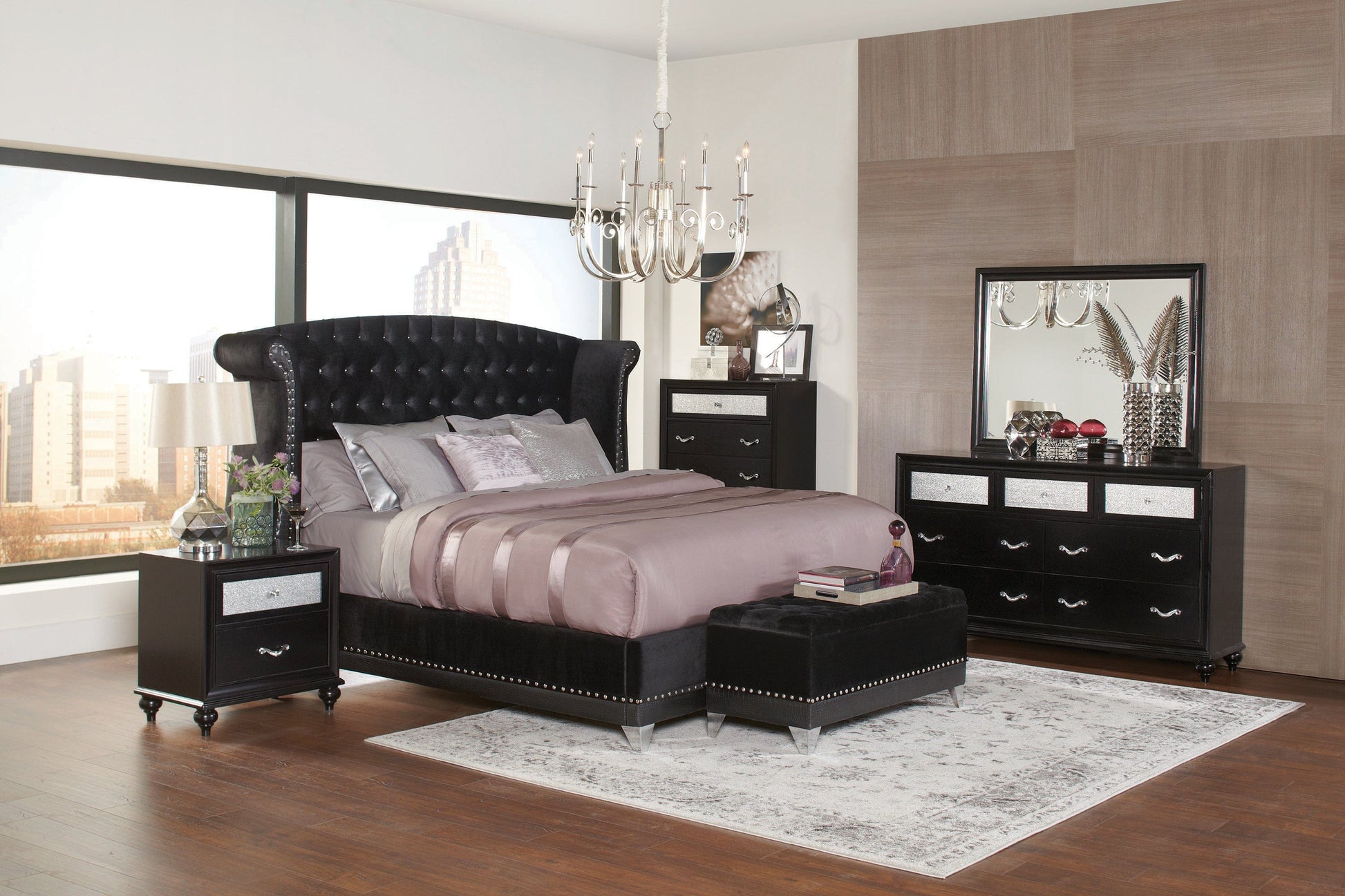 Barzini Queen Tufted Upholstered Bed Black - 300643Q A-Z Store Nadia