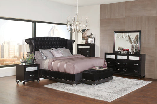 Barzini Queen Tufted Upholstered Bed Black - 300643Q A-Z Store Nadia