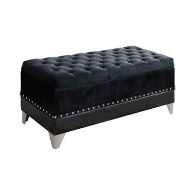 Barzini Tufted Rectangular Trunk With Nailhead Black - 300644 A-Z Store Nadia