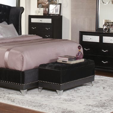 Barzini Tufted Rectangular Trunk With Nailhead Black - 300644 A-Z Store Nadia