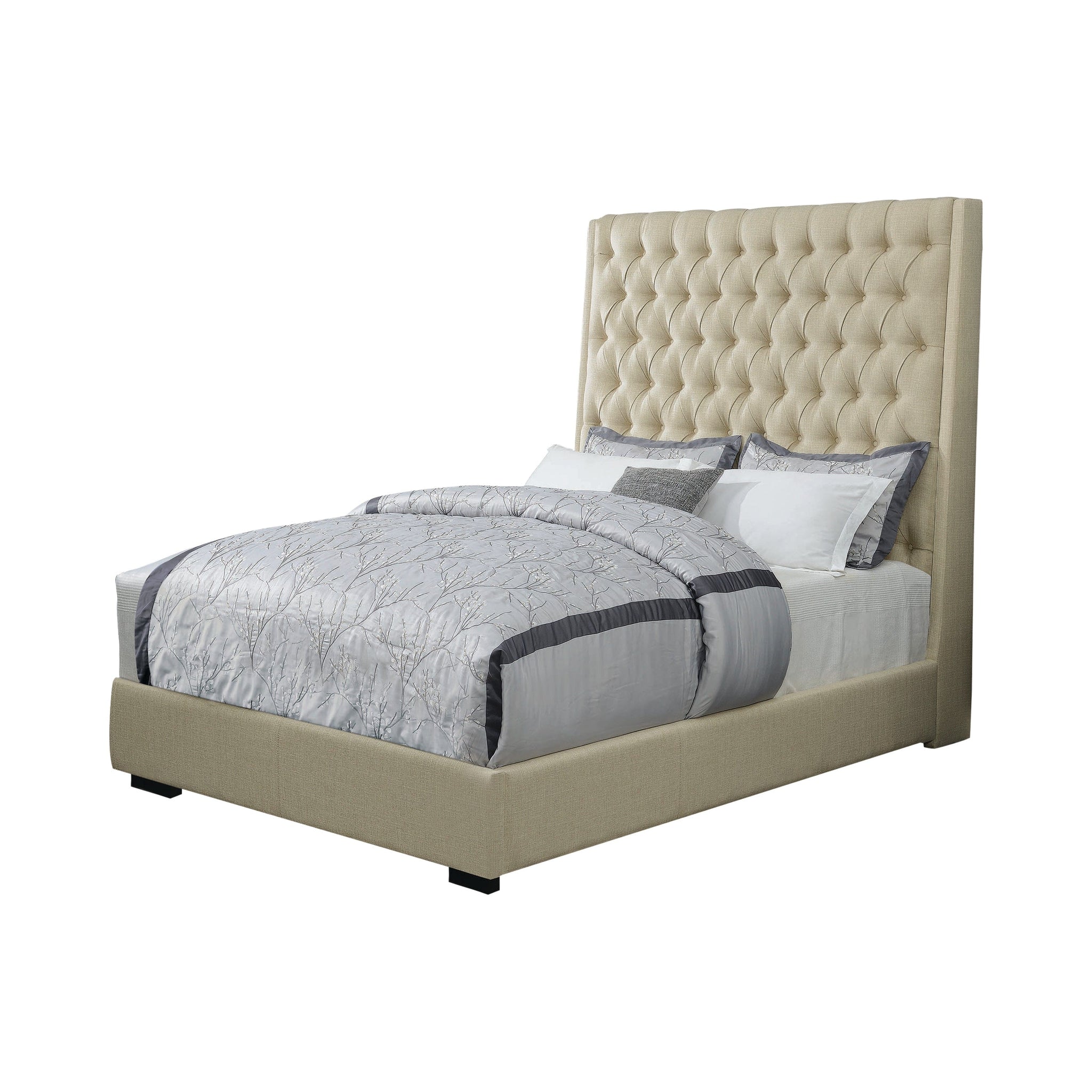 Camille Queen Button Tufted Bed Cream - 300722Q