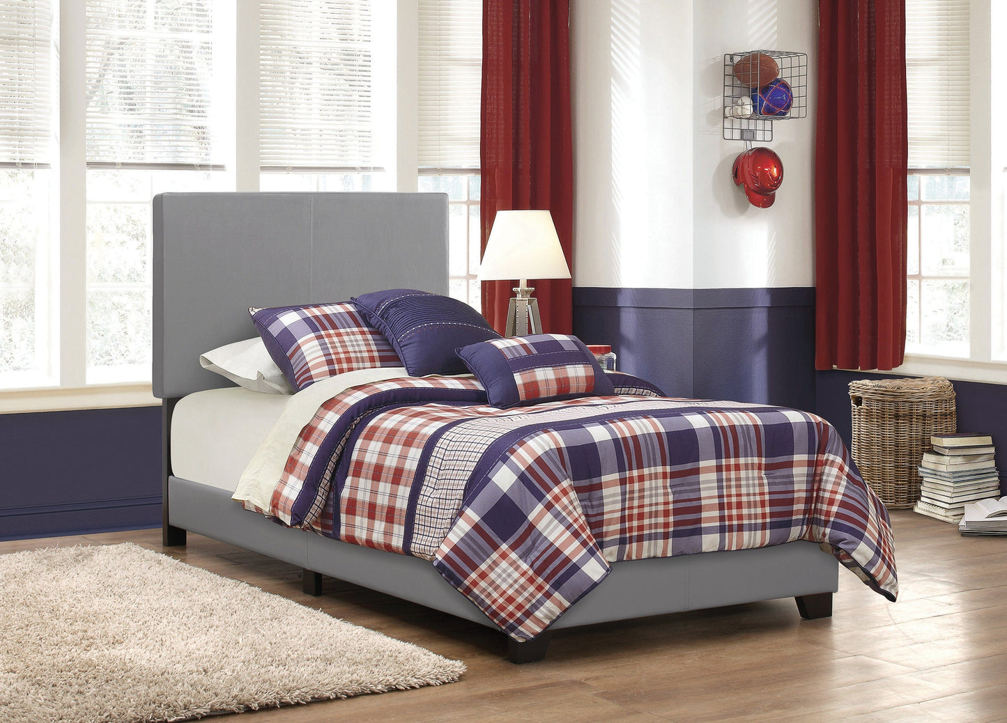 Dorian Upholstered Twin Bed Grey - 300763T A-Z Store Nadia