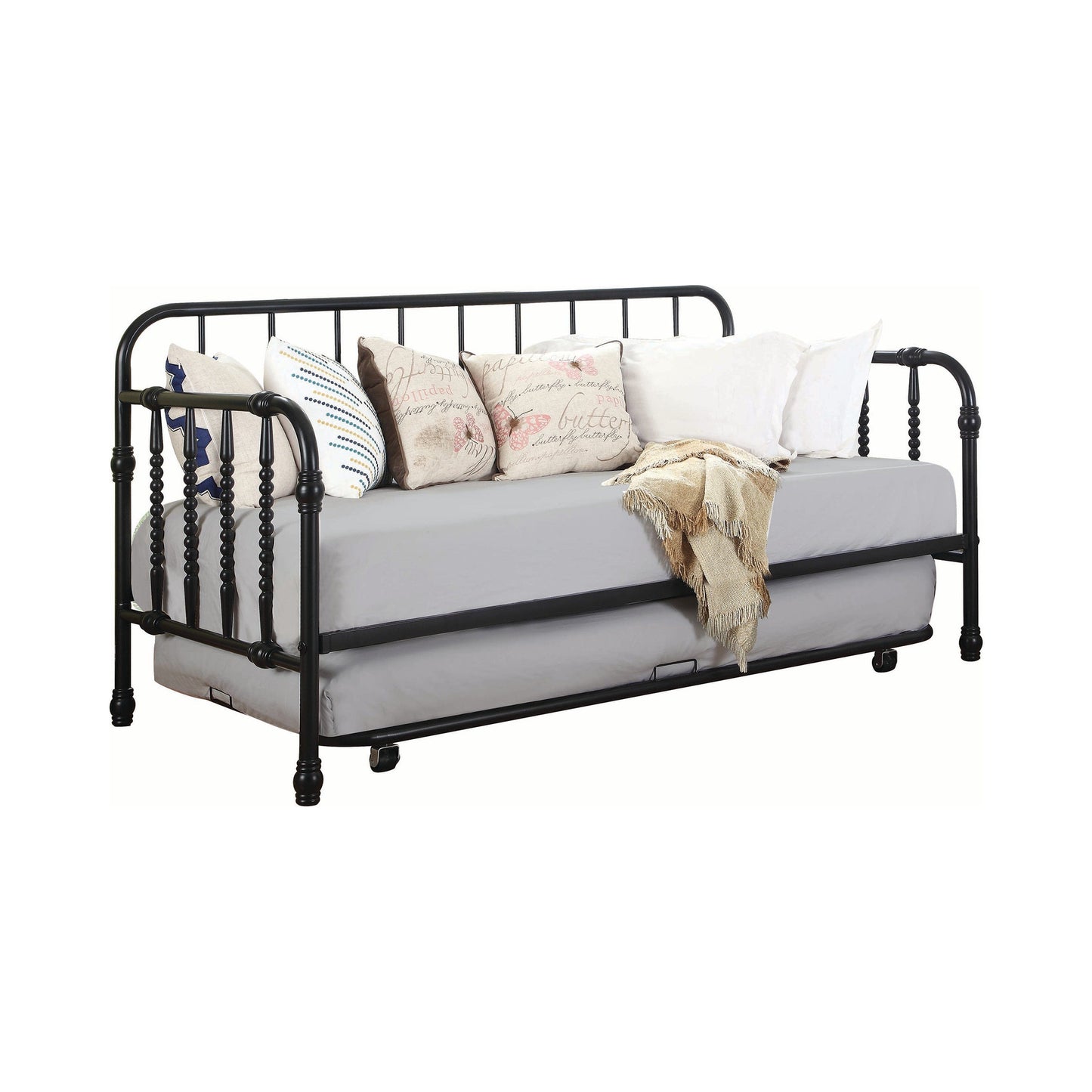 Twin Metal Daybed With Trundle Black - 300765 A-Z Store Nadia