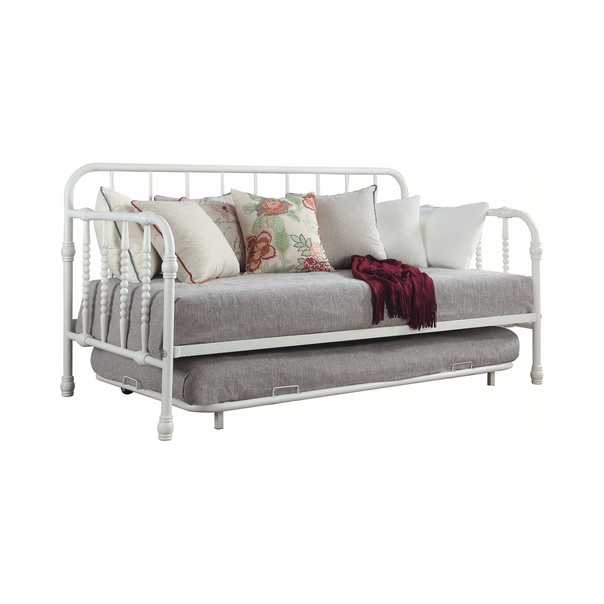 Twin Metal Daybed With Trundle White - 300766 A-Z Store Nadia