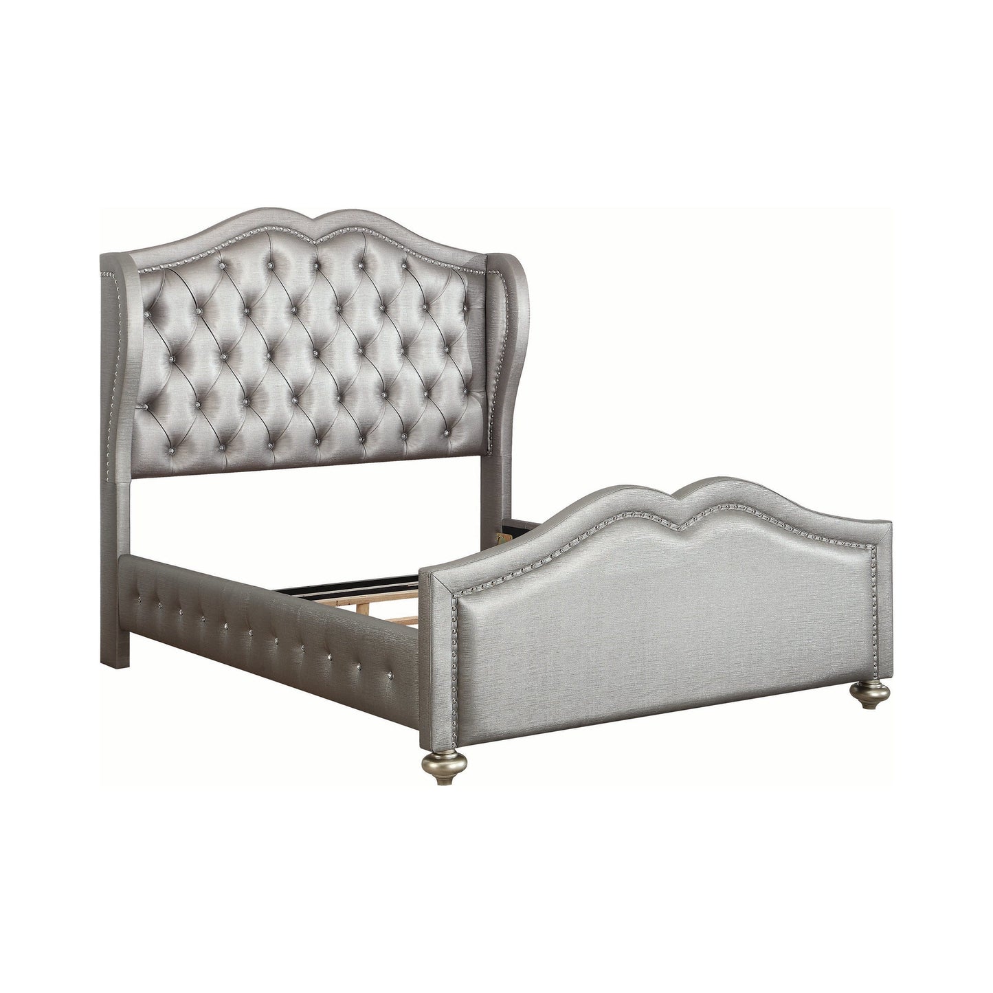 Belmont Tufted Upholstered Eastern King Bed Metallic - 300824KE A-Z Store Nadia
