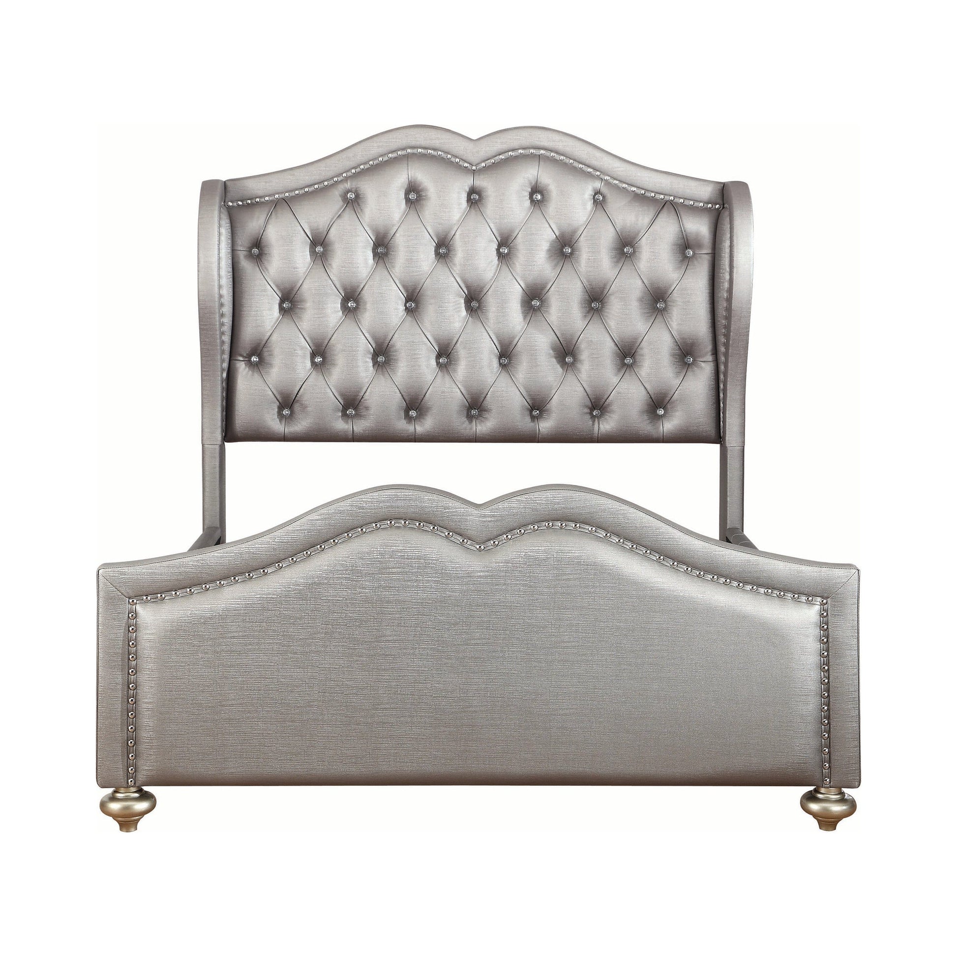 Belmont Tufted Upholstered Queen Bed Metallic - 300824Q A-Z Store Nadia