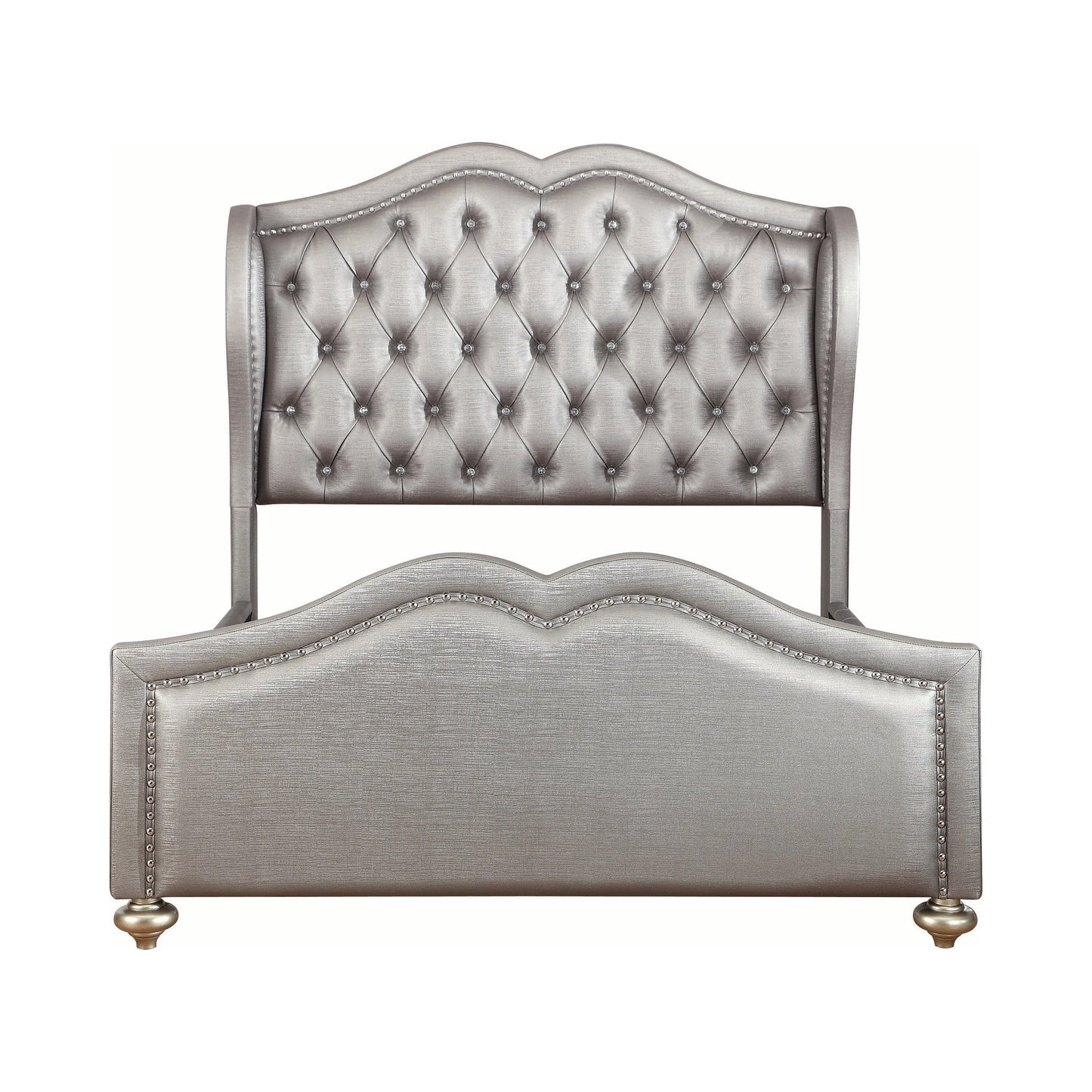 Belmont Tufted Upholstered Eastern King Bed Metallic - 300824KE A-Z Store Nadia