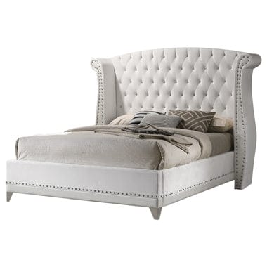 Barzini Queen Wingback Tufted Bed White 4PC Set - SET4PC300843Q A-Z Store Nadia