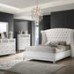 Barzini Eastern King Wingback Tufted Bed White - 300843KE A-Z Store Nadia