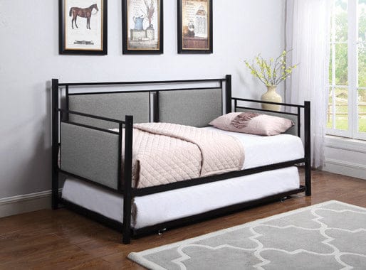 Joelle Upholstered Daybed Grey And Black With Trundle - 300940 A-Z Store Nadia