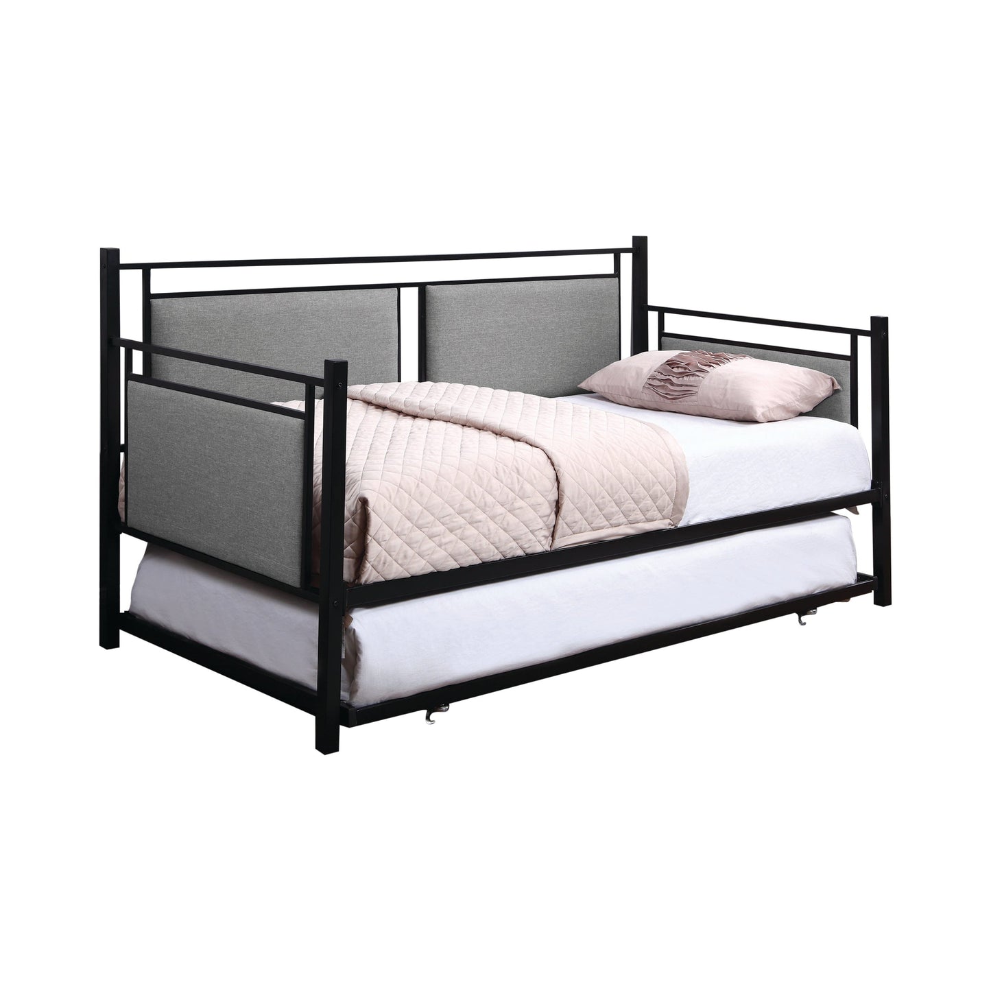 Joelle Upholstered Daybed Grey And Black With Trundle - 300940 A-Z Store Nadia