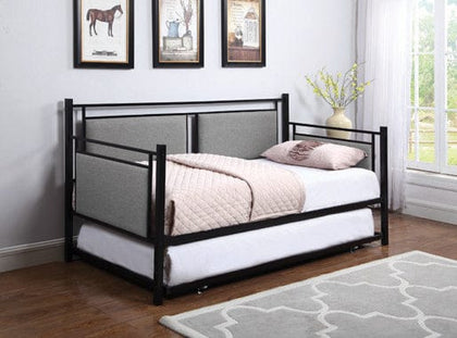 Joelle Upholstered Daybed Grey And Black With Trundle - 300940